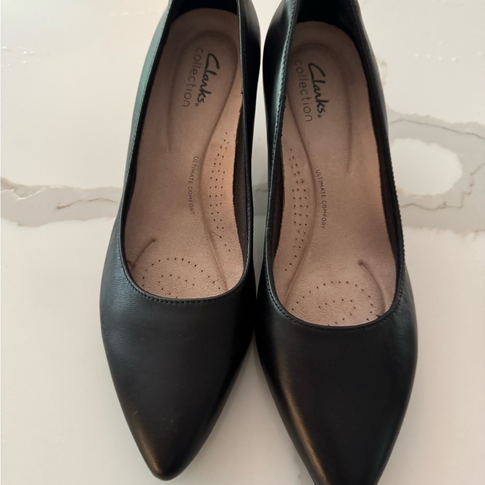 Clarks Black Leather Heels for Women